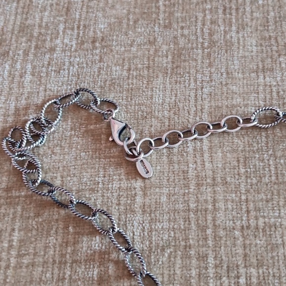 Studio Barse 925 Silver Turquoise Lariat Textured Link Necklace - Picture 5 of 11